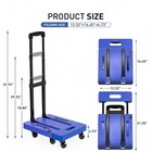 Folding Hand Truck 500 Lb Heavy Duty 6-wheel Utility Dolly Cart Blue
