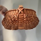 Vintage Primitive Split Oak Woven Buttocks Butt Egg Basket 11    Med Farmhouse Red