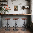 Antique Industrial Round Bottom Adjustable Height Cafe Coffee Retro Vintage