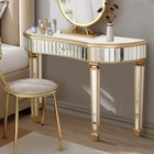 Half-moon Mirrored Console Table With Fluted Glass   Drawer   entryway Vanity Desk