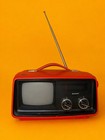      Vintage 1970s Sharp 3s-27r Orange Portable Crt Tv Space Age Retro Television