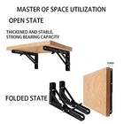 Black Folding Shelf Brackets Max  Load 220 Lb  Heavy Duty Diy Wall 8 Inch-2pcs