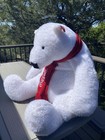 Large Coca-cola Plush Polar Bear 36  W  Scarf Collectible Unstuffed    read 