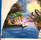 Japanese Wall Fan Crane Pagoda Bonsai Pictorial Scene Hand Painted 4 5 Ft Wide  