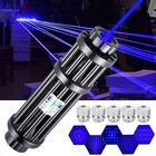 8000m Blue Laser Pointer Visible Beam Light Torch Lazerpen battery 5 Head Caps