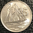 High Grade Unc 1982 Cayman Islands  25 Cents-sailboat-dec141