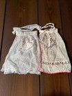 2 Vintage Shear Half Aprons Embroidered 1950  60 s