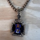 Antique Knights Of Pythias Pocket Watch Fob   Chain Gold Tone Black Enamel Ble