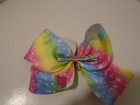 Jojo Siwa Rainbow Tie Dye Star Multi Color Glitter  Large Hair Bow Has Logo