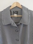 True Vintage Jacket Womens X Xl Swing Button Up Coat Houndstooth Lagenlook Black