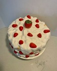 Vintage Ceramic Strawberry Shortcake Pedestal Footed Cake Stand With Domed Lid