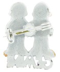 Gemini Twin Zodiac Sign Horoscope Gray Enamel Brooch Pin Vintage 1970s