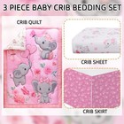 Baby Girl Crib Bedding Set Pink Elephant Crib Nursery Comforter Bed Sets Deco   