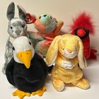 Ty Beanie Babies 5 Pc Lot All W  Tags   Hopper Baldy Peace Grace Mac