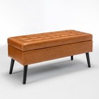Modern Faux Leather End Of Bed Bench Tufted Storage Ottoman With Solid Wood Legs