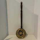 Antique British Brass Bed Warmer With Wooden Handle  