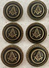 Lot Of 24 Vintage Masonic Blazer Jacket Buttons Antique Gold Brass Freemason