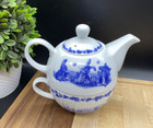Peter Rabbit  teapot   Cup Set  Blue   White  tea For One  Beatrix Potter New