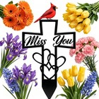Memorial Cardinal Plaque Stake  Cross Garden Cemetery Remembrance Grave Decor