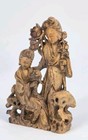 Vintage Chinese Carved Soapstone Figural Group 7  - Ladies With Lotus Flowers