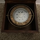 Hampton Nautical Vintage Marine Compass In Wooden Box -decor Collectible