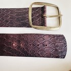 Black   Brown London England Leather Python Wide Belt Brass Buckle Women Size M