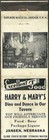 Real Photo Vintage   Harry   Mary   s Tavern   Matchbook Cover Jansen  Ne Nebraska
