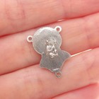 925 Sterling Silver Antique Art Deco Jesus Rosary Chain Centerpiece Pendant