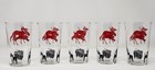 5 Vintage Federal Glass Swanky Swig Dog Themed Juice Drinking Glasses Tumblers