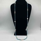 925 Sterling Silver Turquoise Freshwater Pearl Necklace   Earrings Jewelry Set