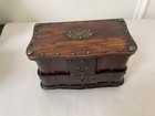 19th C Antique Continental Victorian Gothic Sewing Jewelry Box With Bun Feet