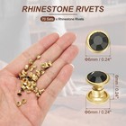 6mm Leather Rivets  70 Sets Rhinestone Studs Rivet  Black Gold Tone