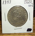 1848 Seated Liberty Half Dollar-about Uncirculated  au  Details  uncertified 