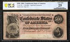 T-64 1864  500 Confederate Currency Pcgs 25 Light Red Pf-1 Civil War Bill  2343
