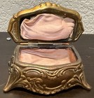 Antique Art Nouveau Footed Jewelry Casket Trinket Box 128 Flower Butterfly Rare