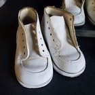 2 Vintage Baby Toddlers doll Leather Hard Sole First Walking Shoes Lace Up White