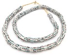 Ghana Handmade White Multi Recycled Glass African Trade Beads  02043 