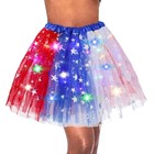 Light Up 4th Of July Tutu Polyester American-c-sequin Star White Red And Blue