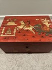 19th Century Hand Painted Chinese Lacquer Box   Trunk With  lid