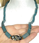 Vintage African Trade Bead Necklace Glass Beads Blue Black  fancy Bead 