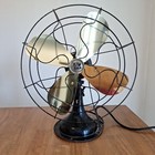 Rare Huge 18  Antique Robbins   Myers Brass Blade Table Fan Oscillating Works