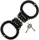 2 Pack Police Handcuffs Heavy Duty Metal Professional Double Lock Hinged  Black