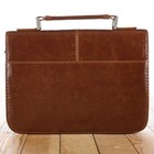 Large Bible Cover For Man - Classic Faith Badge - Brown Faux Leather