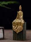 Bronze Copper Statue Carved Buddha Kwan-yin Bodhisattva Decor Figurine 80672