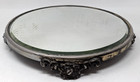 Antique Victorian Beveled Glass Mirror Floral Plateau Footed Dresser Vanity Tray