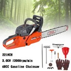22  68cc Gasoline Chainsaw Cutting Wood Gas Sawing Aluminum Crankcase Chain Saw 