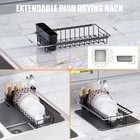 Stainless Steel Expandable Dish Drying Rack With Silicone Drying Mat 