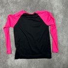 Hurley Girls Rash Guard Long Sleeve Upf 50 Swim Shirt Pink Black Heart L 14 16