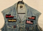 Vintage 80s Denim Vest   heavy Metal   hand-sewn Patches   iron Maiden   sabbath   size 44