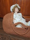 Moses Basket   Baby Changing  Cotton Rope Basket W mattress Cover  Rust Color